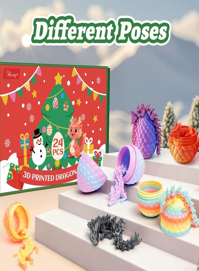 Flavery 3D Printed Dragon Eggs - 24 PCS Mini 3D Printed Toys, Flexible Dragon Inside, Cute Christmas, Birthday Gift, Collectibles for Adults&Teens,3D Print Animals, Cute Desk Pets (Multicolor) - Image 3